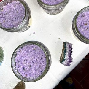 Lavender soaking bath set with candle